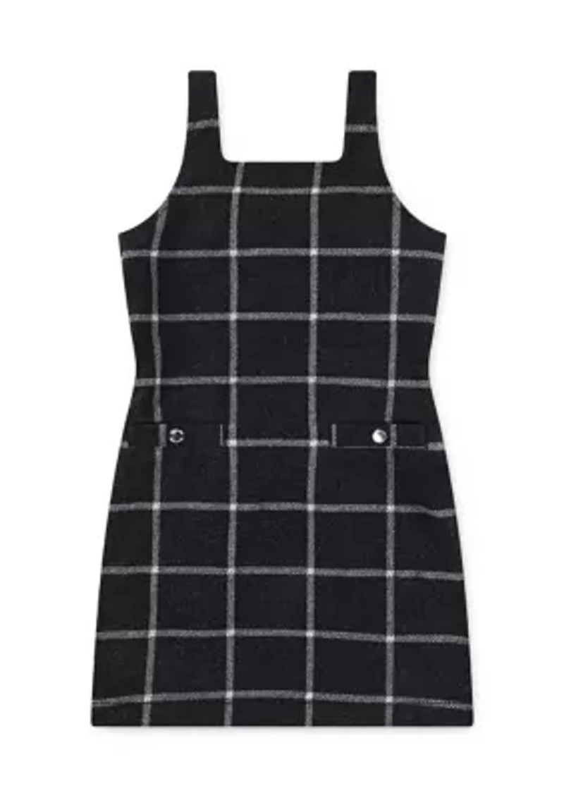 plaid pinafore dress