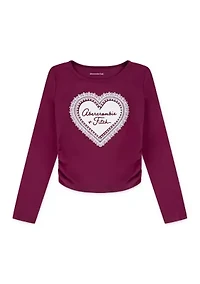 lacey long sleeve ruched tee