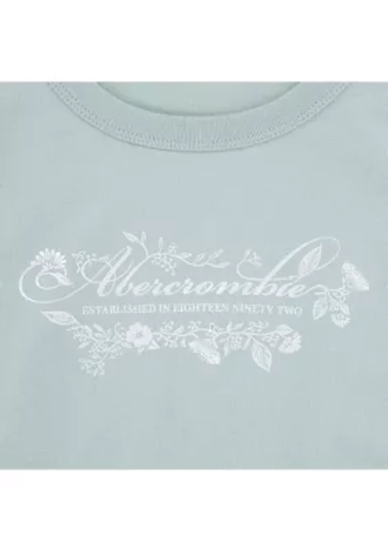 floral scripted short sleeve ruched t-shirt