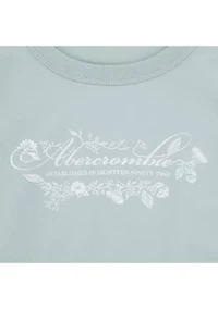 floral scripted short sleeve ruched t-shirt