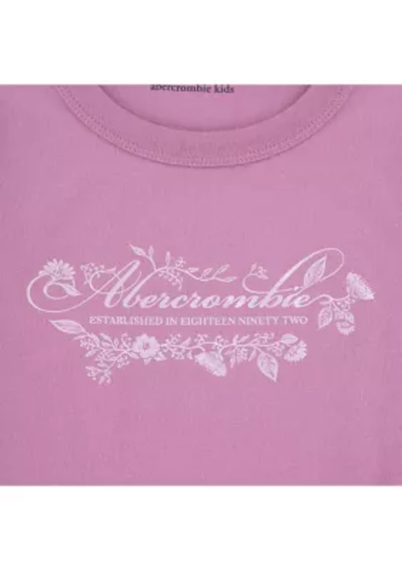 floral scripted short sleeve ruched t-shirt