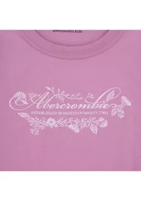 floral scripted short sleeve ruched t-shirt