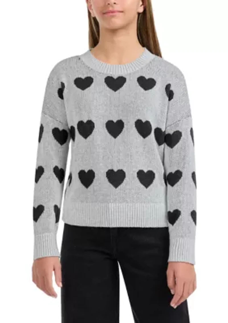 multi heart crew sweater
