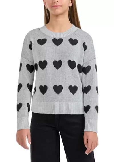 multi heart crew sweater
