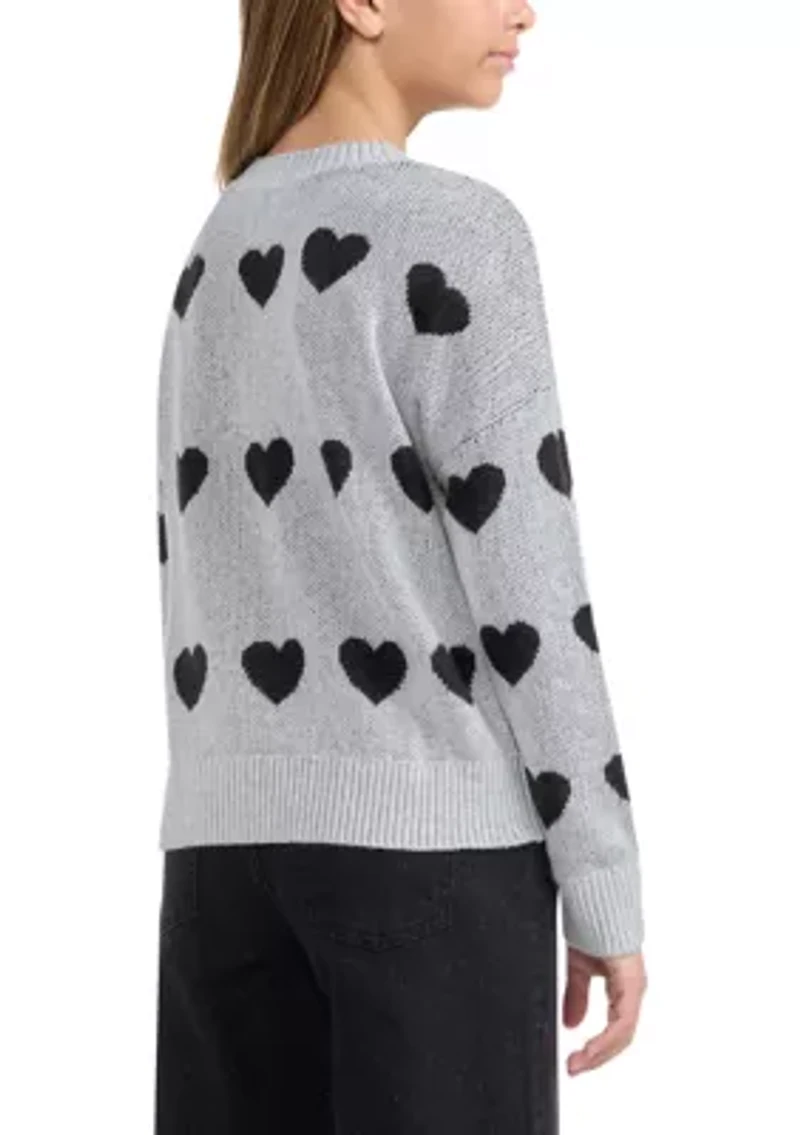 multi heart crew sweater