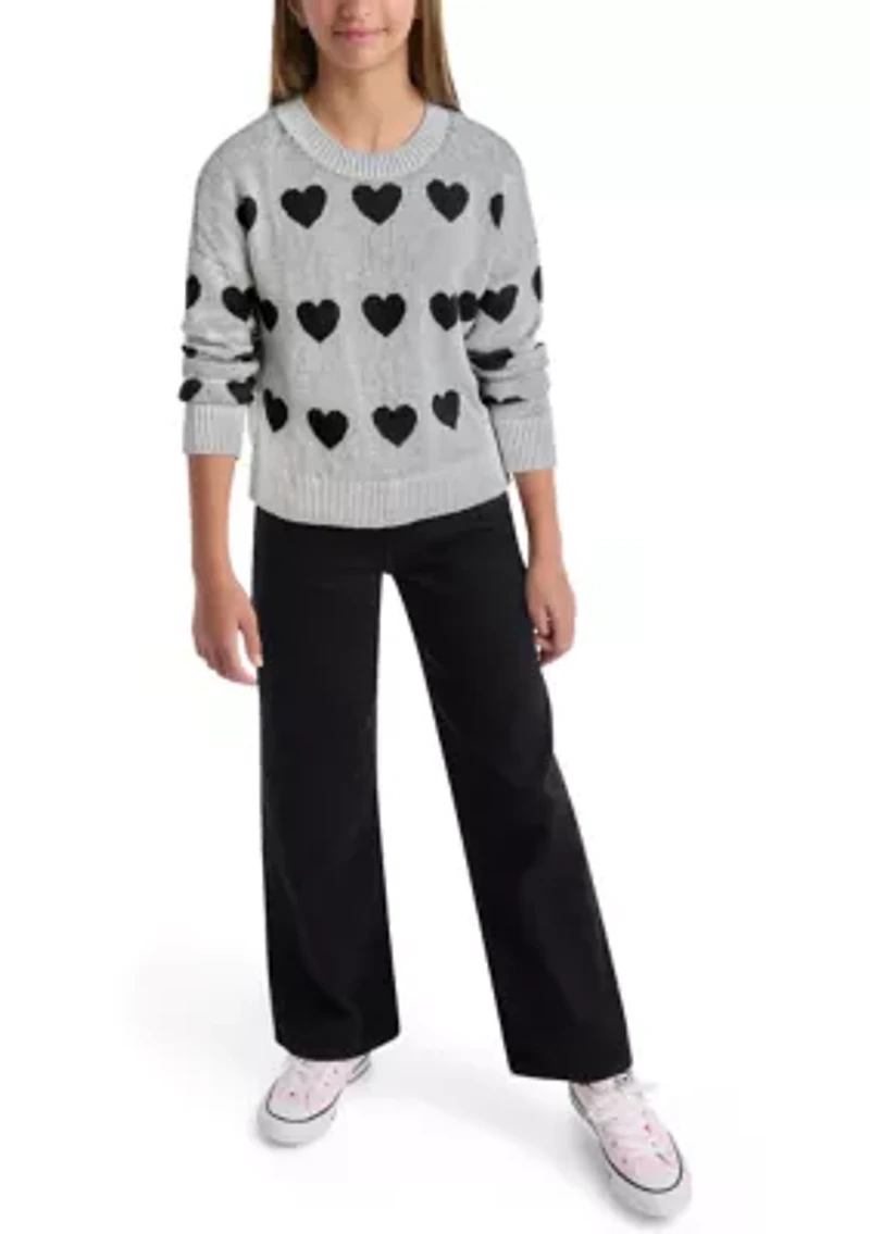 multi heart crew sweater
