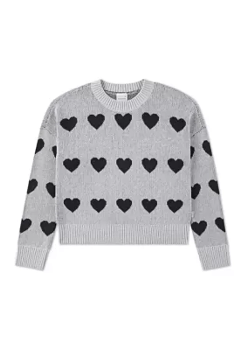 multi heart crew sweater