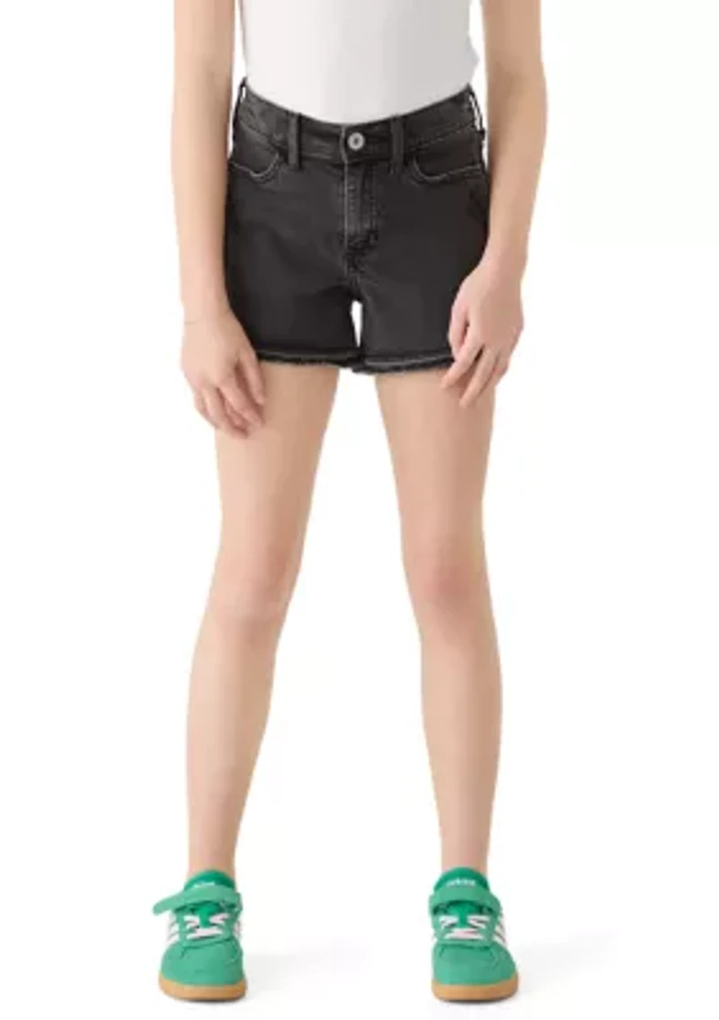 high rise relaxed denim shorts