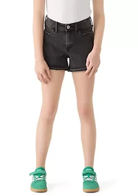 high rise relaxed denim shorts