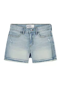 high rise relaxed denim shorts