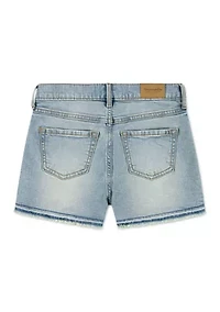 high rise relaxed denim shorts