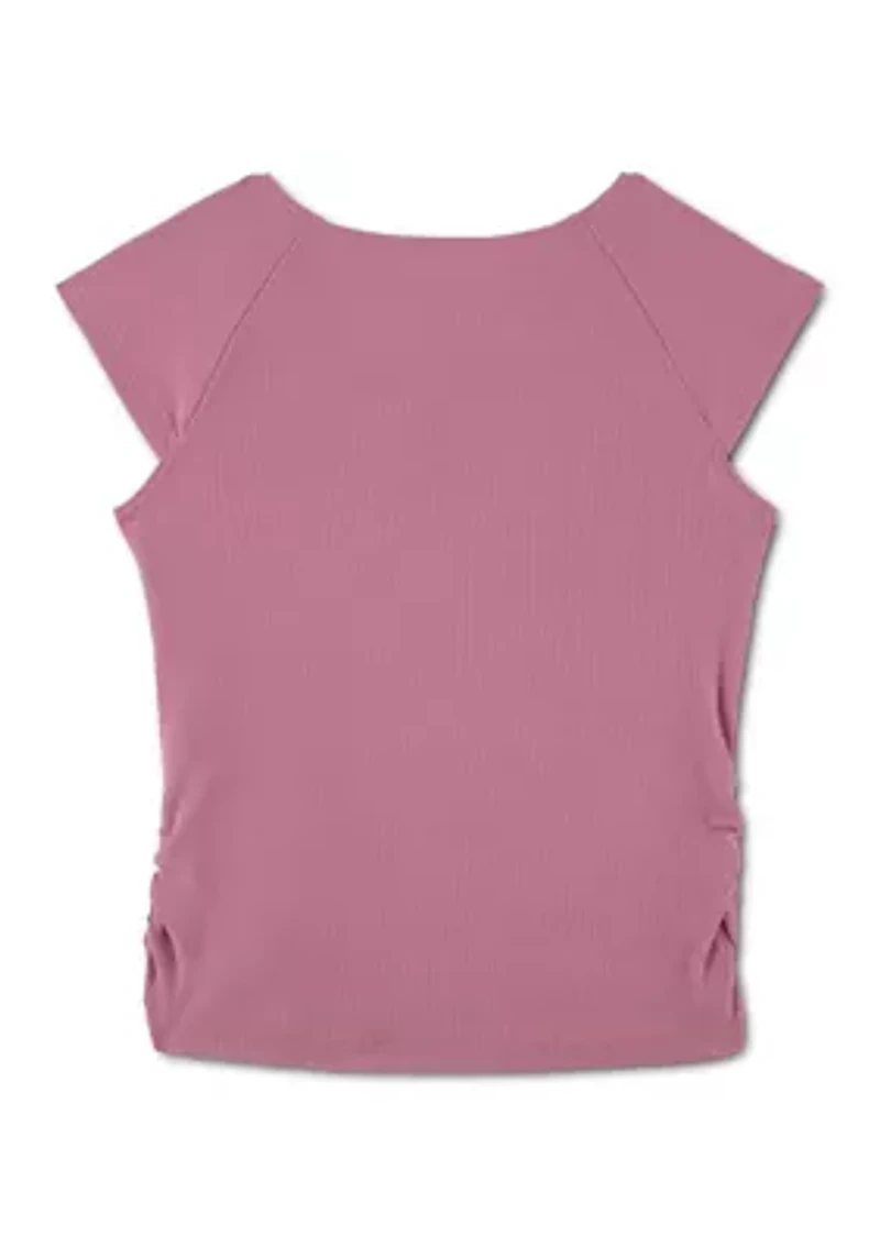 short sleeve shoulder play top