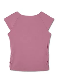 short sleeve shoulder play top