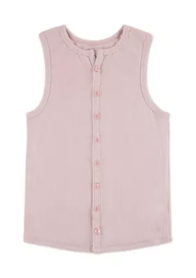 faux button thru tank top