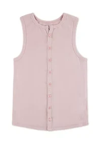 faux button thru tank top