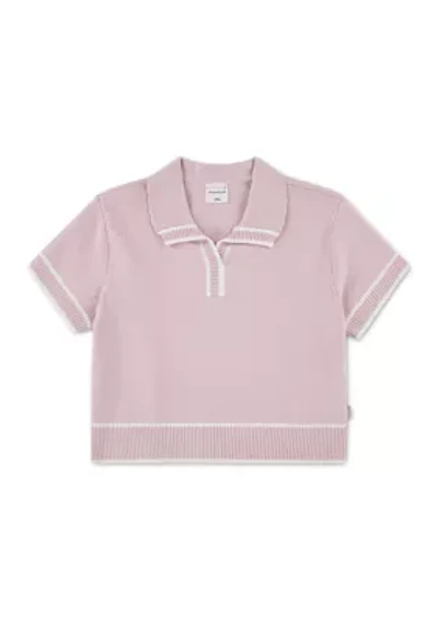 short sleeve collar sweater