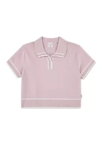 short sleeve collar sweater