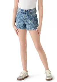 high rise relaxed floral denim shorts