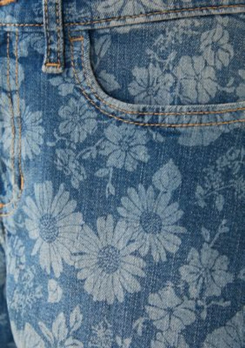 high rise relaxed floral denim shorts