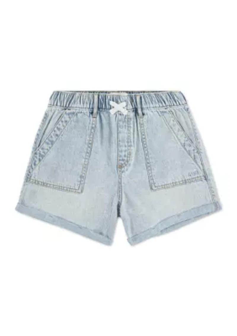 relaxed pull on denim shorts