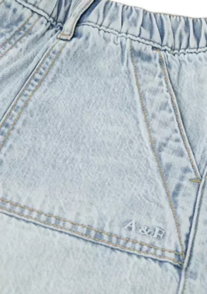 relaxed pull on denim shorts