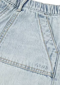 relaxed pull on denim shorts