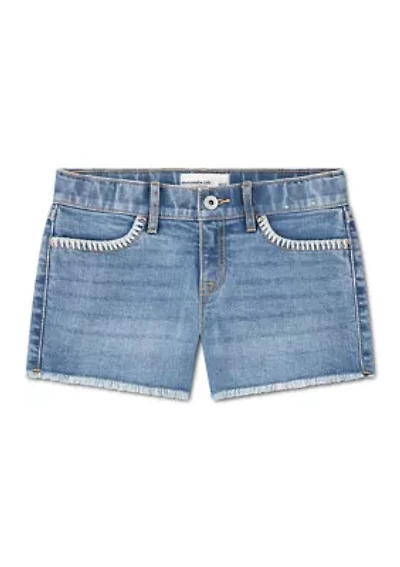 stitch denim shorts