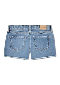 stitch denim shorts