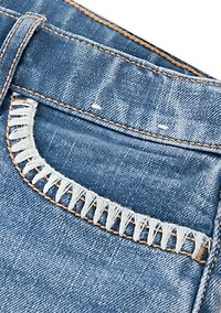 stitch denim shorts
