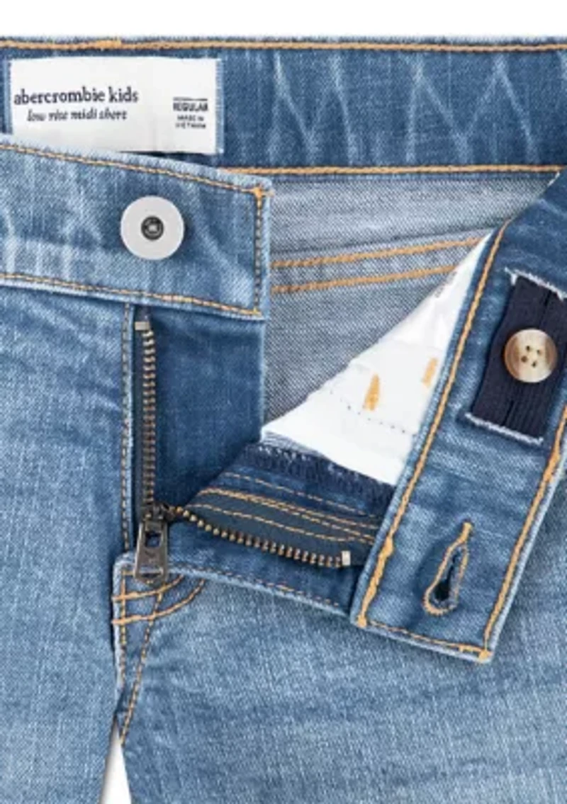 stitch denim shorts