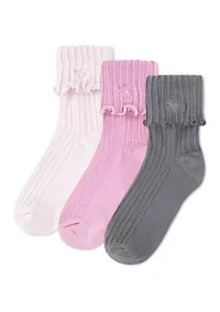 3-pack foldover lettuce welt socks