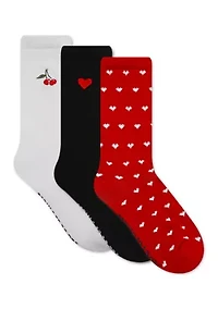 Embroidered Crew Socks Set