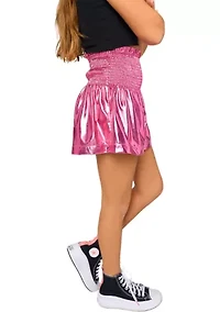 Girls 7-16 Eloise Smocked Waist Metallic Skort