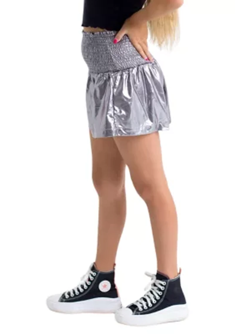 Girls 7-16 Eloise Smocked Metallic Skort