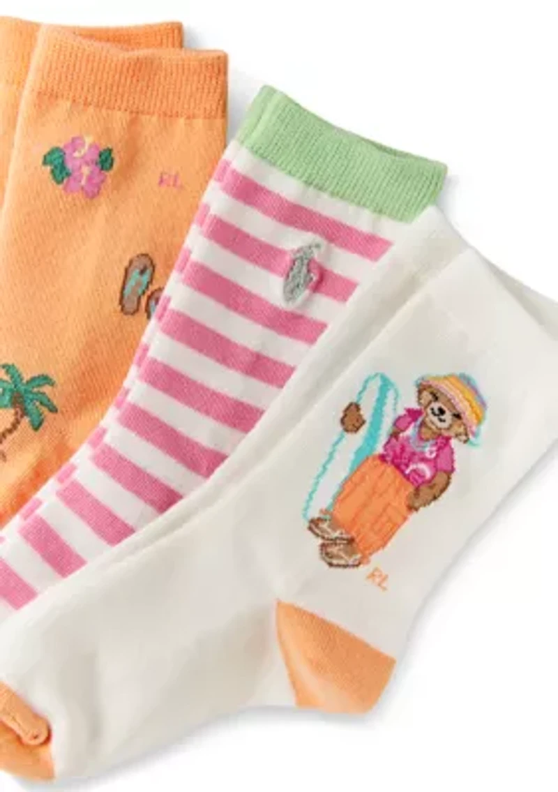 Girls 4-6x Surfer Bear Socks - Pack of 3