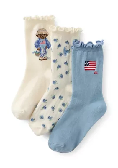 Blueberry Bear Ankle Socks - 3 Pack