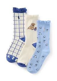 Blueberry Dog Crew Socks - 3 Pack