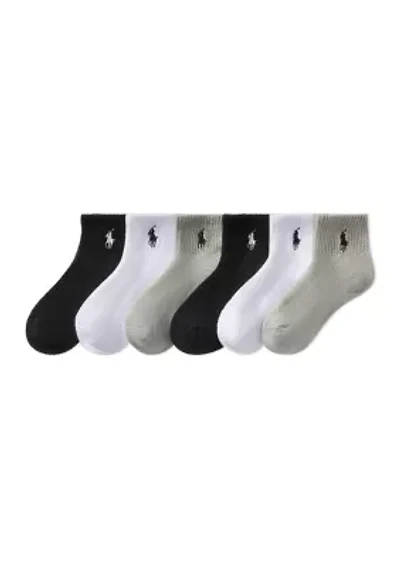 Polo Girls Sport Quarter Sock, 6 Pack