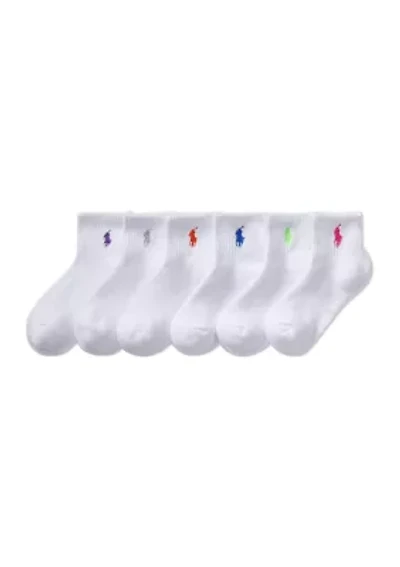 Polo Girls Sport Quarter Sock, 6 Pack