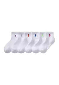 Polo Girls Sport Quarter Sock, 6 Pack