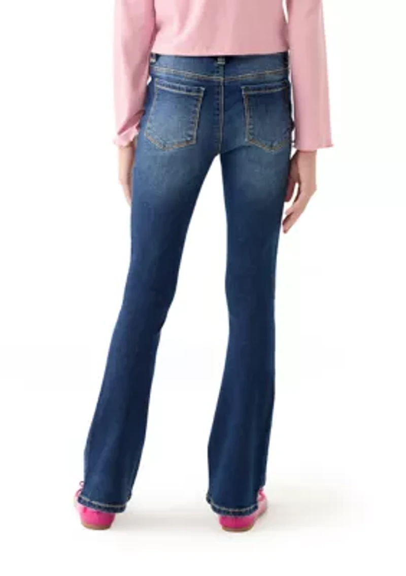 Girls 7-16 Flare with All Over Rhinestone Denim Jeans