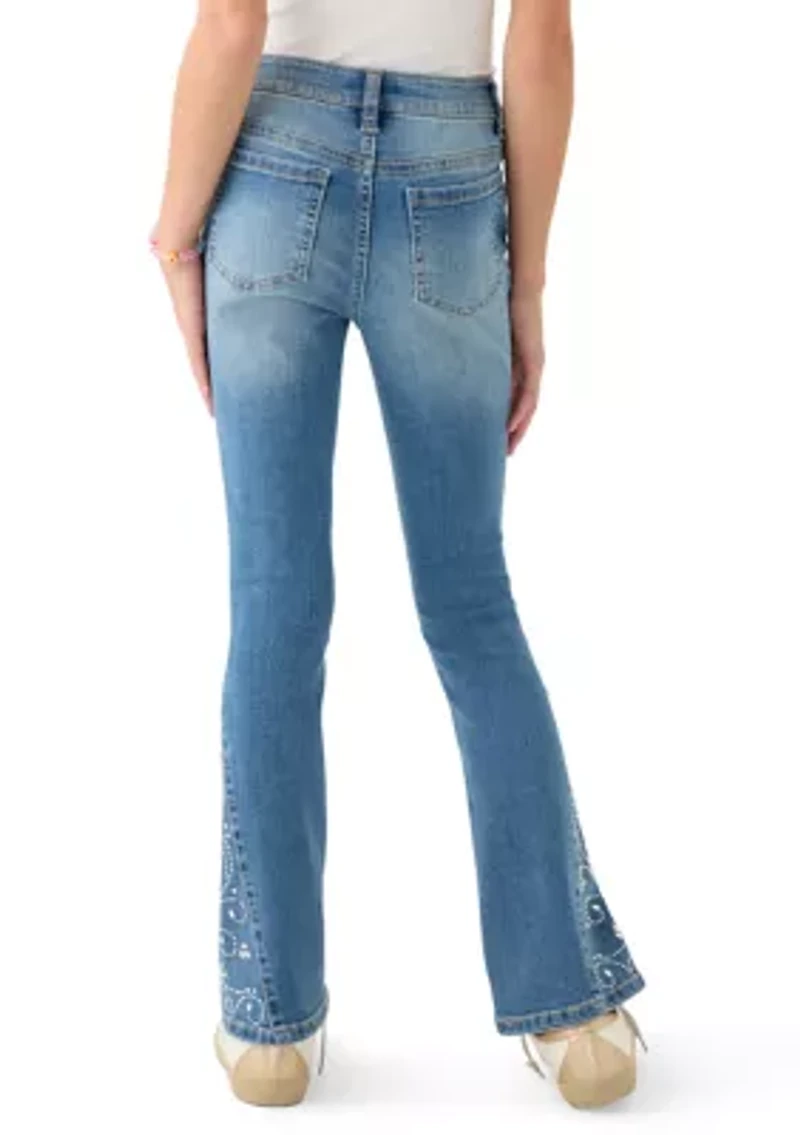 Girls 7-16 Flare Jeans with Bling Insert