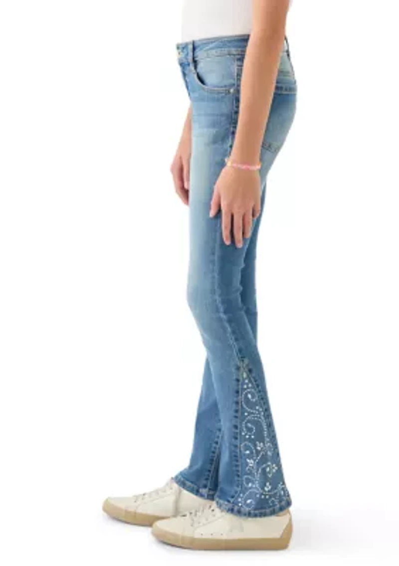 Girls 7-16 Flare Jeans with Bling Insert