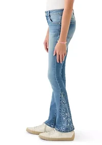 Girls 7-16 Flare Jeans with Bling Insert