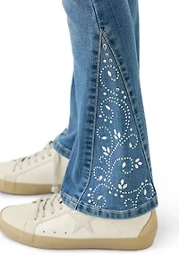Girls 7-16 Flare Jeans with Bling Insert