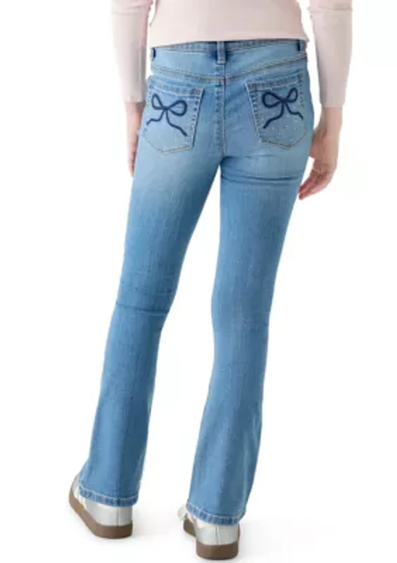 Girls 7-16 Tween Flare Jeans with Bling Bows