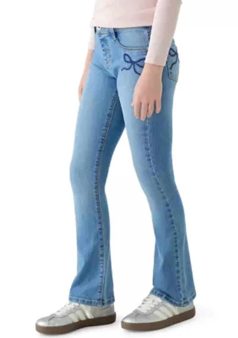 Girls 7-16 Tween Flare Jeans with Bling Bows