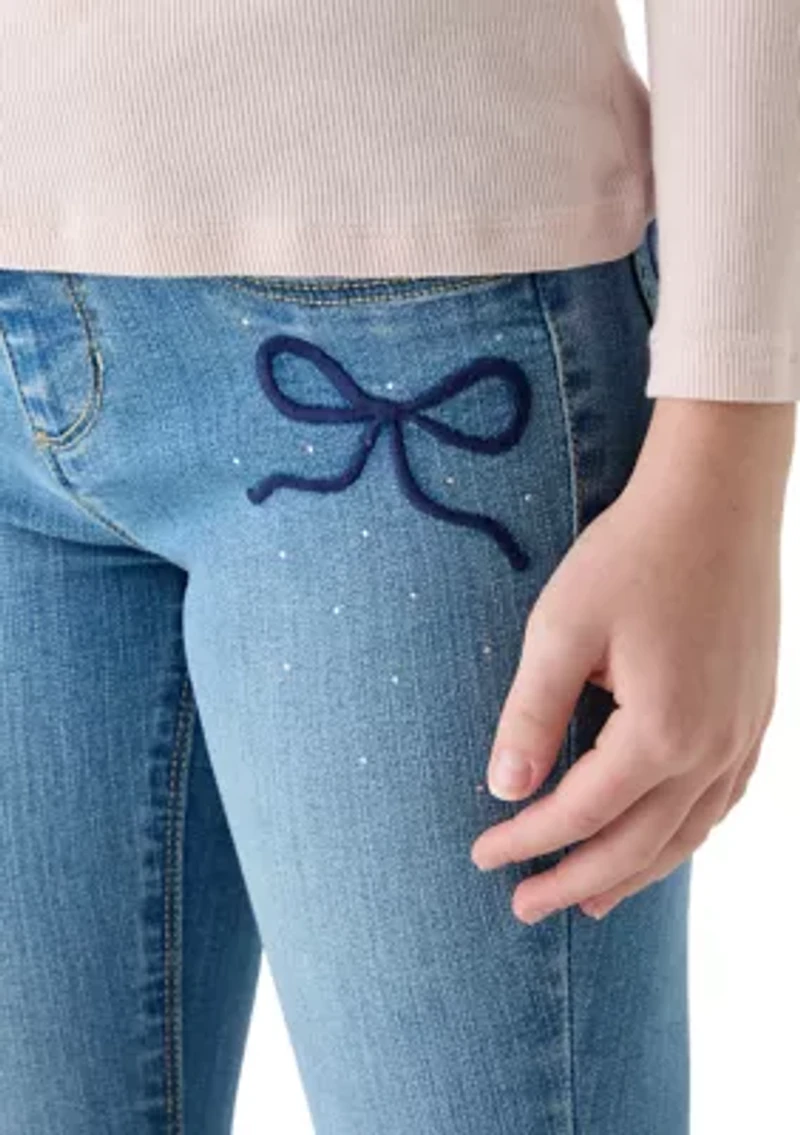 Girls 7-16 Tween Flare Jeans with Bling Bows