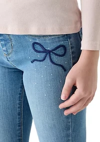 Girls 7-16 Tween Flare Jeans with Bling Bows