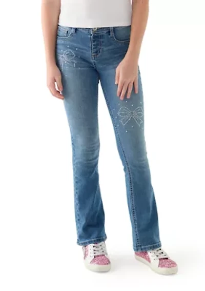 Girls 7-16 Bling Bow Flare Pants